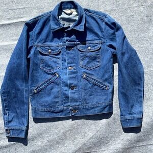 Vintage 70s Maverick 3J03MJO Denim Trucker Jacket 38 USA Made‎ Blue Bell- 2D-5
